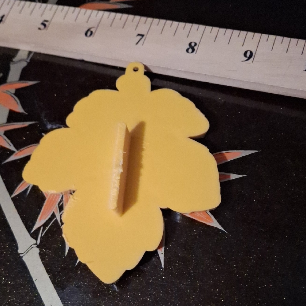 Orange Leaf-Shaped Ornament Plastic Vintage
